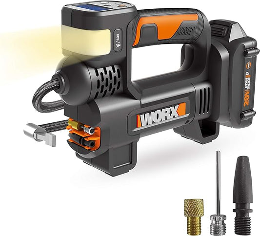 Worx WX092L 20V 2.0Ah 2 in 1 Cordless Inflator Battery and Charger Included, max. 10 Bar, Digital pressure display