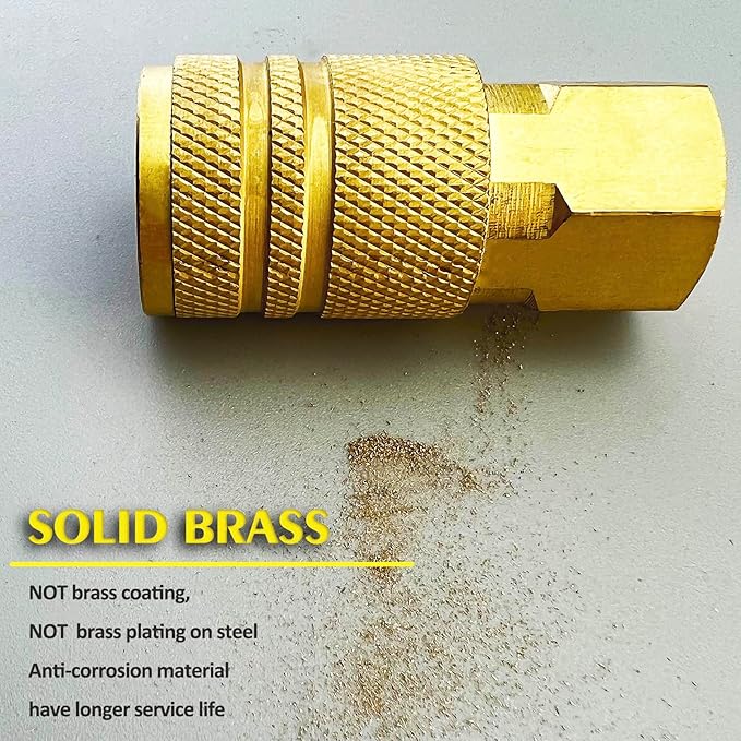 1/4" NPT Solid Brass Air Coupler and Plug Kit,Air Compressor Fittings, Air Compressor Hose Kit, 10pcs Air Line Fittings Quick Connectors