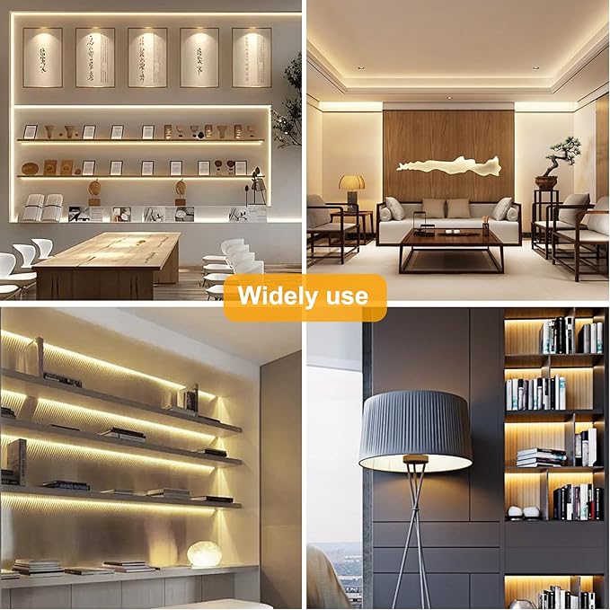 COB LED Strip Lights Warm White,24V Dimmable led Light Strip KIT with Remote and app Control,3000K 24FT/7.5m 8mm Wide Ra>90 Cuttable Flexible Strip Lights for Bedroom,Shelf,Cabinet