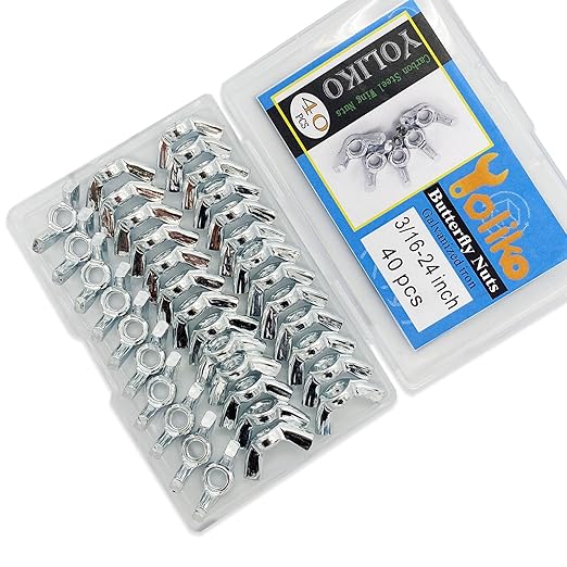 40 PCS 3/16-24 Inch Wingnuts, Quality Carbon Steel Wing Nuts Zinc Plated Fasteners Parts Butterfly Nut, Hand Twist Tighten Hardware Nuts Butterfly Wing-Nut 3/16-24” Assorted Kit