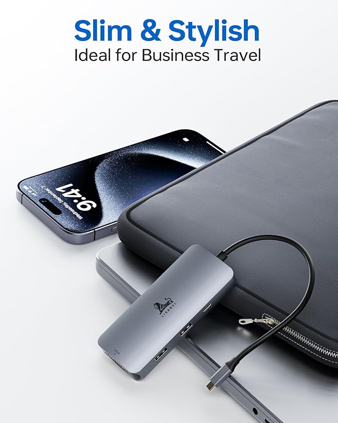 USB C Docking Station Dual Monitor, LIONWEI Laptop Docking Station with Dual 4K HDMI, VGA, 100W PD, 3 USB, USB C Hub Multiport Adapter for Dell, Lenovo, HP, Surface