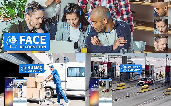 GW Security 16 Channel NVR UltraHD 12MP 6K @30FPS Face/Human/Vehicle Detection Security Camera System with 8 x 12MP IP Two-Way Audio Smart AI Dome Cameras, Color Night Vision, Outdoor/Indoor Camera