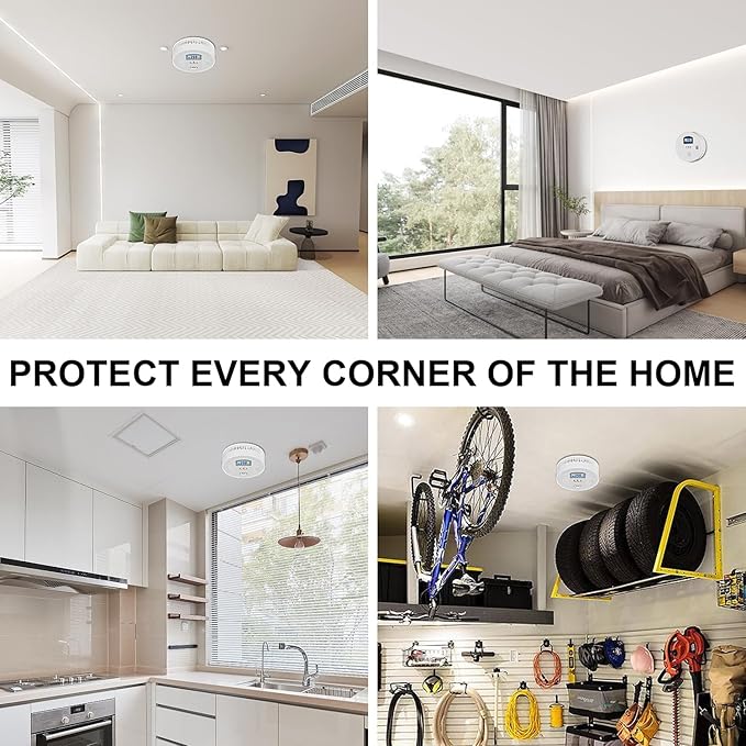 Combination Carbon Monoxide and Smoke Alarm with Digital Display, Battery Operated Smoke and Carbon Monoxide detectors 1-Pack