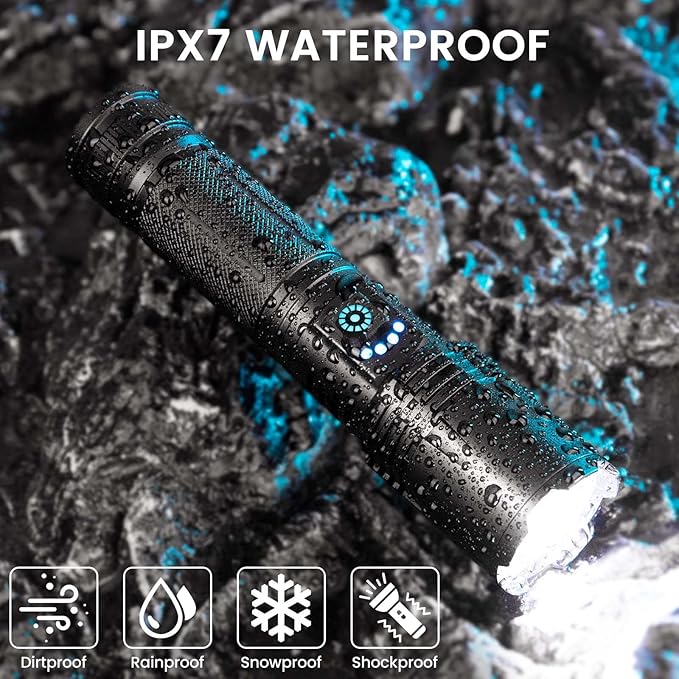 Rechargeable Flashlights High Lumens, 99,000 Lumens Super Bright Led Flashlights with 5 Modes & Waterproof, Powerful Handheld Flashlight for Camping Home (2 Pack)