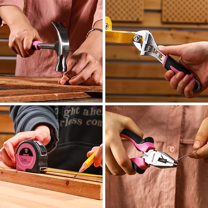 Pink Tool Set: Tool kit with 12V Cordless Drill Set for Women Home Hand Repair Tools Sets Drills Case