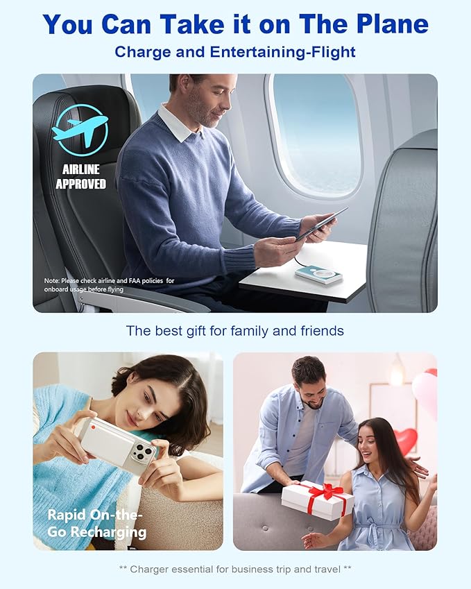 Kesguar Magnetic Portable Charger, 10000mAh 22.5W PD Super Fast Charging Wireless Power Bank. Ultra-Strong Magnet, USB C in&Out Battery Pack for Magsafe, iPhone 17/16/15/13/12 Pro Series, Blue