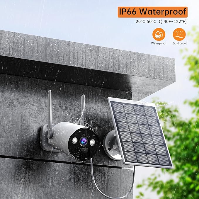 CAMCAMP 3MP Solar Security Cameras Wireless Outdoor, Solar-Power CCTV Camera Security System, 4-Cam Kit, PIR Human Detection, 2-Way Audio, Color Night Vision, Spotlight Alert, SD Local Storage/Cloud