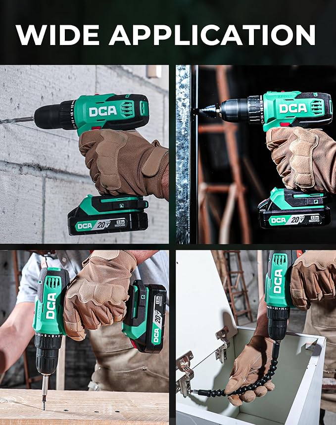 Cordless Drill Set, 336 in-lbs Torque, 3/8" Keyless Chuck, Electric Power Drill with 2.0Ah Battery and Charger,18+1 Position,25-Piece 20V Drill Driver Kit, ADJZ2035