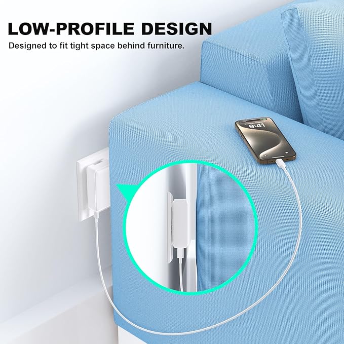 Flat USB Wall Charger, Excgood 40W 4Port USB and USB C Fast Charging Block PD+QC Foldable Wall Plug Power Adapter Multiports for iPhone 16 15 14 13 iPad Galaxy S24 A54 Android Watch Earbuds-3Pack