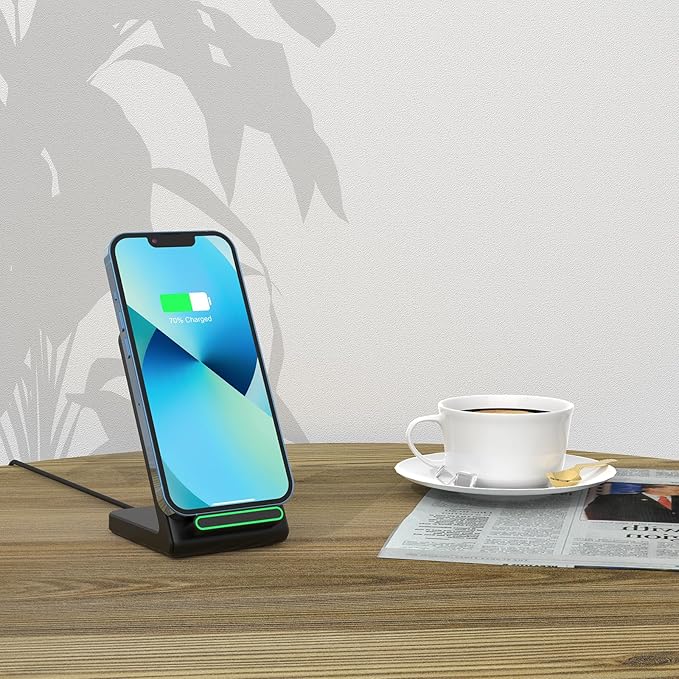 Fast Wireless Charger, 15W Wireless Charging Stand Compatible with Samsung Galaxy S24/S23/S22/S21/S20, for iPhone 16/15/14/13/12/11/XR/8, for Google Pixel 9 8 7,and More.