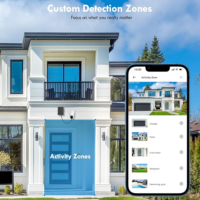 Solar Security Cameras Wireless Outdoor, Wireless Cameras for Home/Outdoor Security, 355°PTZ, 3MP 2K FHD WiFi Camera with Spotlight, Motion Detection, Siren, Color Night Vision, SD/Cloud