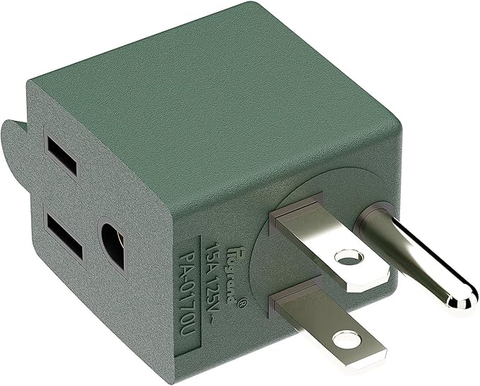 90 Degree Adapter Right Angled Upward Angled USA 3-Prong Male-Female Adapter, Plugrand 90 Degree Angled USA Male Female Adapter, 5-15P to 5-15R Direction Changer Space Save Adapter Green PA-0170UG