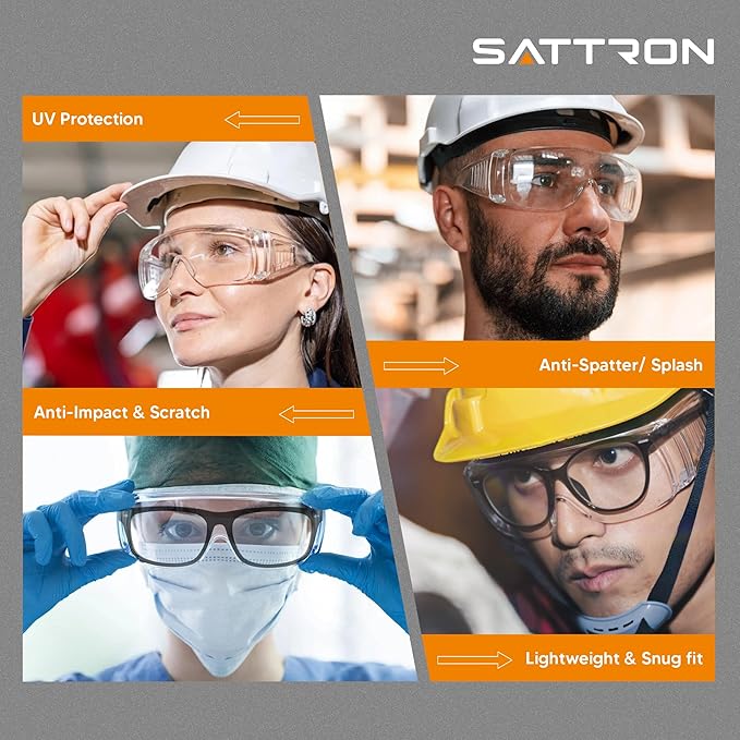 Clear Safety Glasses Over Eyeglasses 12 PACK ANSI Z87.1 Impact Resistant Wide Vision Fits Over Most Prescription Glasses Dust/Chemical Splash Proof Lightweight Protective Eyewear for Men Women