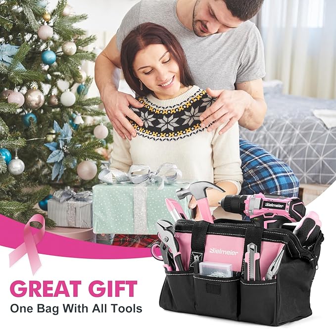 20V 236Pcs Cordless Pink Drill Set - Essential Women's Pink Tool Set, Lady's Basic Home Tool Kit with Pink Tool Bag - All in One Pink Tool Kit Ideal for DIY, Home Improvement