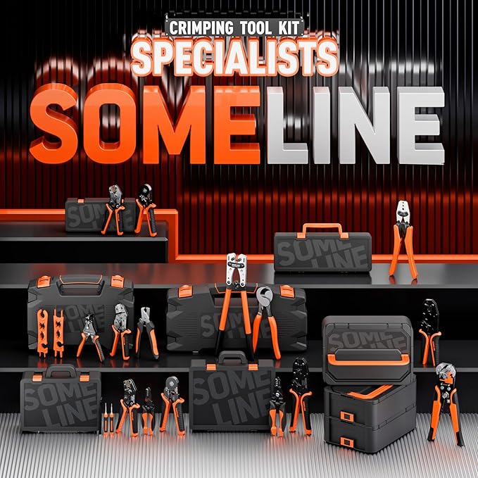 SOMELINE Ferrule Crimping Tool Kit,Self-Adjusting Pliers for wire ferrules AWG 24-8, With 9 Sizes Insulated Wire Ferrules Terminals,Square Crimp Connector Assortment Kit (GX9-4)