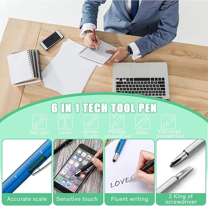 24 Pcs Mini Tape Measure Screwdriver Keychain Set – Multitool with Credit Card Tool and Pen, Bulk Gifts for Adults, Christmas Party Favors, Men’s Survival and Tool Set – Ideal for Fathers