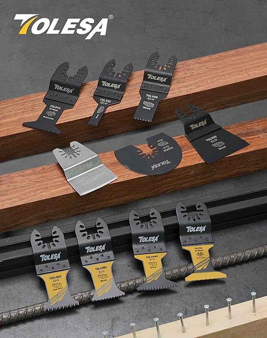 TOLESA 36 PCS Titanium Oscillating Tool Blades Kit, Multi-Purpose Set CR-V& Bi-Metal Oscillating Saw Blades for Wood, Metal, Wood, Plastic