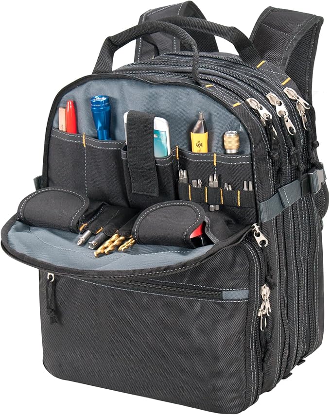 Custom Leathercraft1132 75-Pocket Tool Backpack