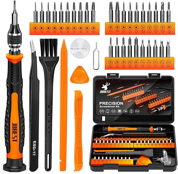 JOREST 38Pcs Small Precision Screwdriver Set (S2 Steel), Magnetic Screwdriver Set with Torx T5 T6 T8, Mini Repair Tool Kit for Macbook, Computer, Laptop, iPhone, PS4 PS5, Xbox, Switch, Glasses, Watch