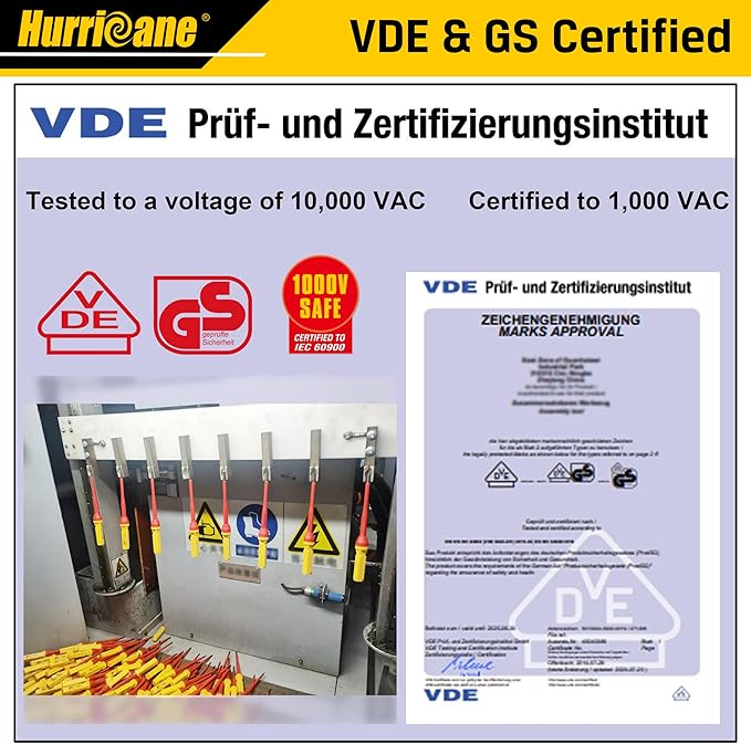 HURRICANE Professional 13 Piece Insulated Electrician Screwdriver Set,1000V Cr-V Magnetic Tip Electrical Tools for Electrician, Slotted, Phillips, Pozidriv, Torx. All-in-1 Industrial & Home Repair Kit