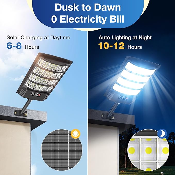 2-Pack Solar Lights Outdoor, Solar LED Security Lights, IP66 Waterproof Outdoor Flood Lights with Motion Sensor & Remote, 6500K Dusk to Dawn Solar Lights for Yard, Garage, Porch, Street