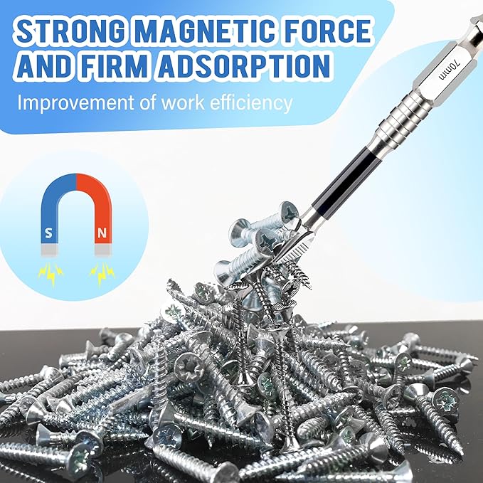 6PCS High Magnetic Screwdriver Drill Bit Set, 2025 New K5 Impact Resistant Non Slip Bit, Upgrade Strong Magnetic Durability Screwdriver Drill Bit Set, 25 50 65 70 90 150mm (1Set)