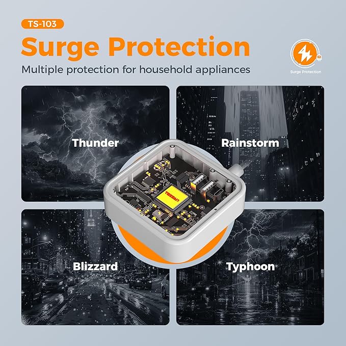 TESSAN Ultra Thin Flat Extension Cord 5 FT, Slim Power Strip with USB Ports (1 USB C), Surge Protector Flat Plug Wall Charger with 3 Outlets for Office, School, Dorm Room Essentials