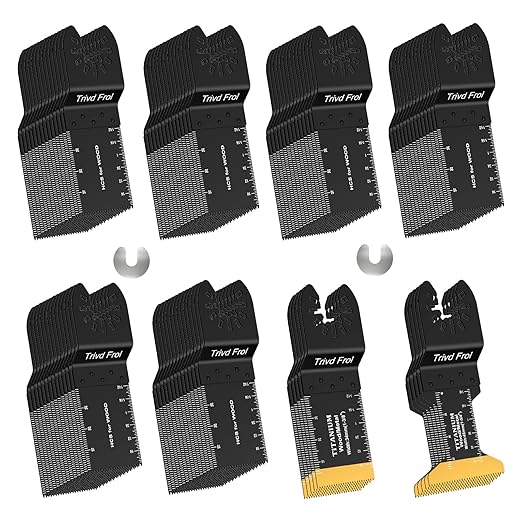 100PCS Oscillating Saw Blades, Professional Universal Titanium Multitool Blades for Wood Plastics Metal, Quick Release Multi Tool Blades Kits Fit Dewalt Ryobi Milwaukee Rockwell Fein
