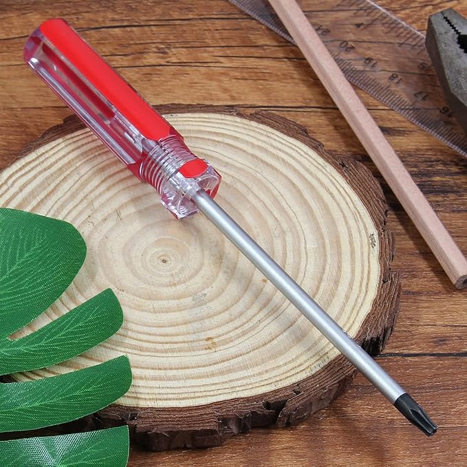 T20 Torx Security Screwdriver with Magnetic Tip Plastic Grip, Torx Screwdriver for Computer Repairing, Home Appliances(Red, 178mm/ 7")