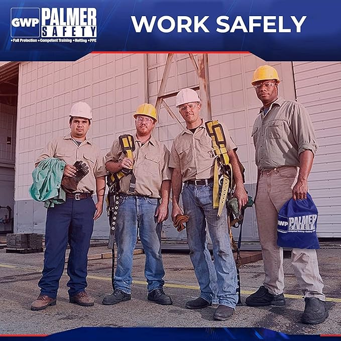 Palmer Safety Safety Harness w/Detachable 6 ft Lanyard I Single Leg Lanyard w/Internal Shock Absorbing & Snap Hook