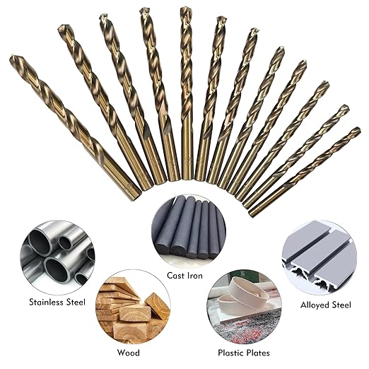 115Pcs Cobalt Drill Bits Set, High Speed Steel, 135 Degree Tip, Twist Jobber Length Drill Bit Kit for Hardened Metal, Plastic and Wood with Metal Indexed Storage Case, 1/16"-1/2"