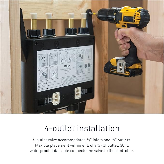 Moen Smart Shower 4-Outlet Digital Thermostatic Shower Valve with 3/4" Connections, S3104