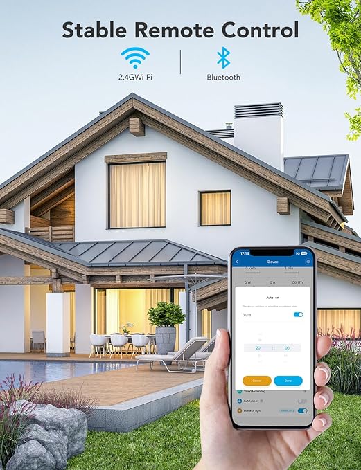 Govee Smart Plug with Energy Monitoring, WiFi Bluetooth Plug Work with Alexa and Google Assistant, 15A Smart Outlets with Timer & Group Controller, No Hub Required, ETL&FCC Certified for Home, 1 Pack