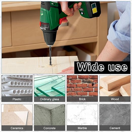 10Pcs Concrete Drill Bit Set 8mm Alloy Masonry Drill Bit Set Stable Carbide Tipped Tile Drill Bit Cross Head 1/4 Hex Shank Drilling Hole Bit for Concrete Cement Brick Wood (8mm 10pcs)