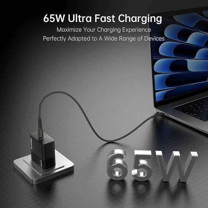 USB C Charger 65W, PD 3.0/PPS Fast Charging Block,Foldable Wall Charger for MacBook Pro/Air,for iPhone 16/15/14 Series, Samsung Galaxy, Google Pixel,and More