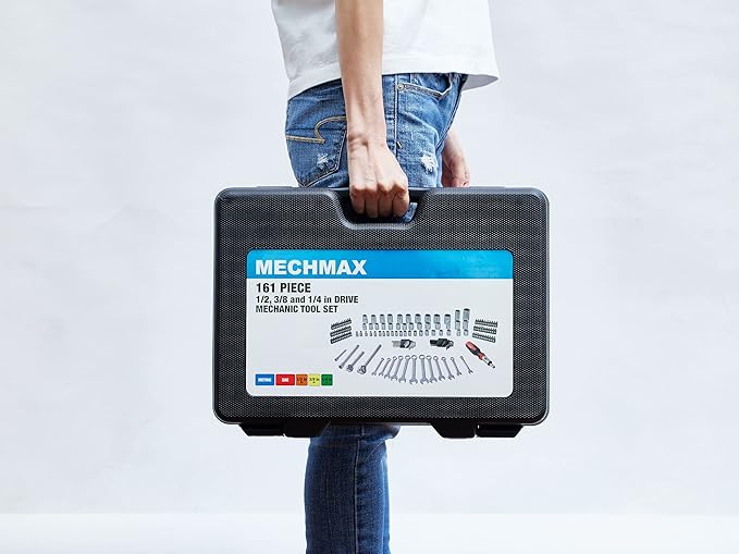 161Piece Mechanic Tool Set, 1/2", 3/8" &1/4" Drive SAE & Metric Socket Wrench Kit with Sockets Combination Wrenches, Auto Repair Tool Set with Storage Case and as A Gift