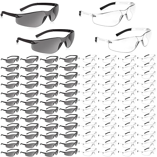 100 Pack Safety Glasses ANSI Z87.1 Scratch Resistant Eyewear for Women Man Lab Goggles Eye Protection