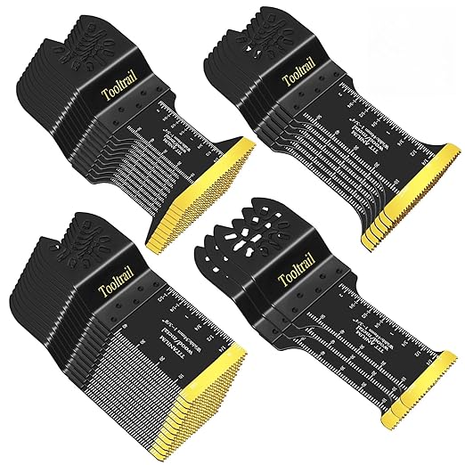 30 PCS Titanium Oscillating Tool Blades Metal Cutting,Universal Multi Tool Blades Kits for Metal Nails Wood and Plastic,Oscillating Saw Blades Fit Dewalt Ryobi Milwaukee Rockwell Fein