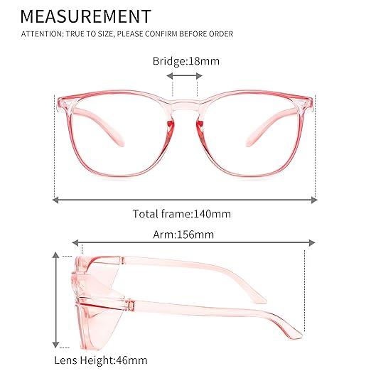 Alsenor Safety Glasses Anti Fog Goggles Protective Eyewear Blue Light Blocking Anti Dust UV Protection Glasses For Men Women (Pink)