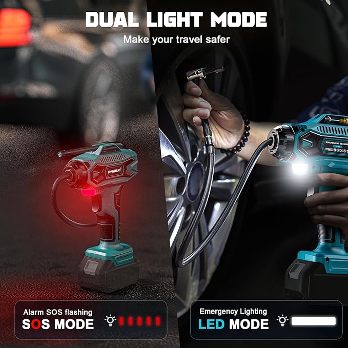 Tire Inflator Air Compressor Compatible with Makita 18V Battery, LIVOWALNY 160 PSI Cordless Portable Electric Air Pump 2025 Bigger LCD Digital Pressure Gauge for Car, Bike, Sport Ball (No Battery)