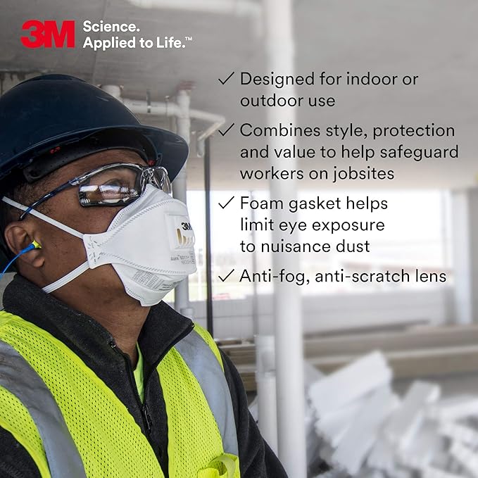 3M Safety Glasses, Virtua CCS and Virtua Sport CCS 2-Pack, Anti-Fog, Anti-Scratch, ANSI Z87, Corded Ear Plug Control System, Removable Foam Gasket, 1 Pair of Clear Lens and 1 Pair of Gray Lens
