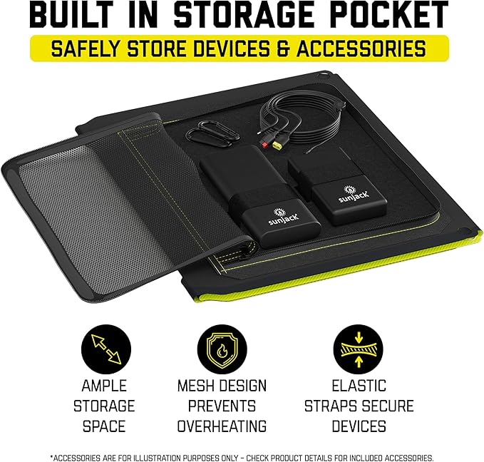 SunJack – 40 Watt Foldable Solar Panel, ETFE Waterproof Portable Solar Panel with Kickstands, USB-C PD30W, USB-A QC3.0, DC Output, Solar Panels for Camping, Hiking, Emergency Power