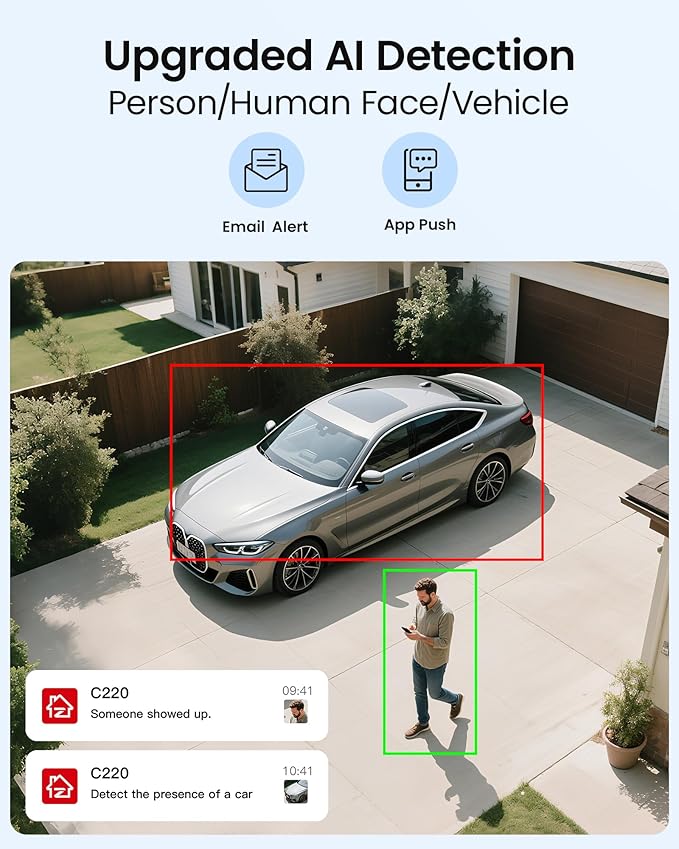 ZOSI C220 4K 8MP 8CH POE NVR Security Camera System (16CH Expandable), 6 x 8MP PoE IP Dome Cameras Outdoor Indoor, AI Human/Vehicle/Face Detection, Two-Way Talk, 100ft IR Night Vision, 2TB HDD