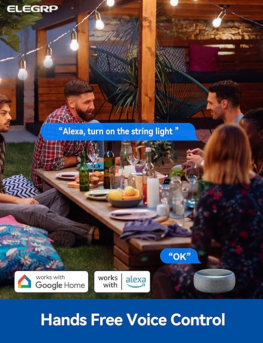 ELEGRP PQR10 Outdoor Smart Plug Waterproof IP66, WiFi Plug Compatible with Alexa & Google Assistant, Smart Outdoor Outlet for String Lights, No Hub Required, 1875 Max, UL Certified, 1 Pack, Black