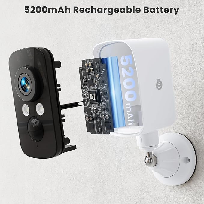 300° Pan Wireless Outdoor Security Camera, No Subscription Free 7-Day Cloud/SD, Free Human Detection, Magnetic Mount, Battery Powered Cam, 2.4G WiFi, 2K, Night Vision, 2-Way Talk, Home Security, IP65