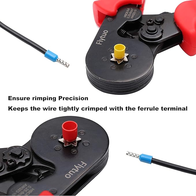 Hexagonal Crimping Tool, AWG23-10 HSC8 6-6 Self-adjusting Ratchet Wire Ferrule Crimper Plier for Wire Terminals Cables End-sleeves