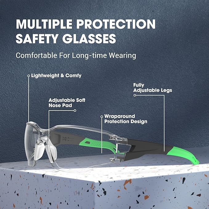 Safety Glasses Anti-Fog Goggles Clear Lens,Adjustable Frames Blue Light Blocking Eye Protection For Men Women