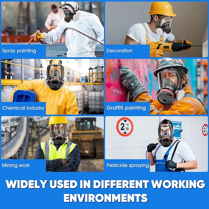 Full Face Respirator Gas Mask - Survival Nuclear and Chemical with 40 mm Activated Carbon Filter, for Painting Welding Chemical and Organic Vapor 6800