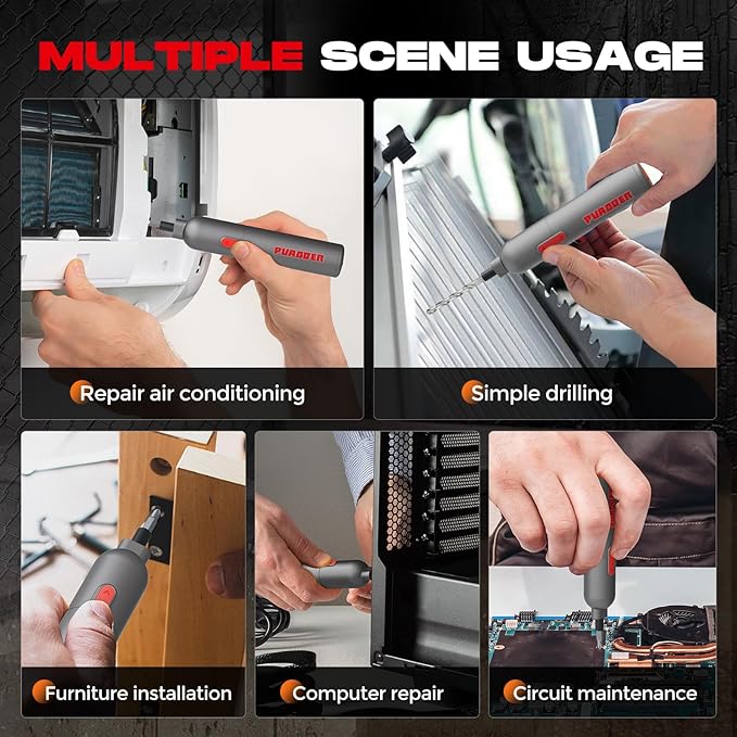 Electric Screwdriver Cordless,3.6V Screwdriver Set Rechargeable,Multitool Magnetic Screwdriver Bits,20 Pieces Bits Gifts for Men (Gray)