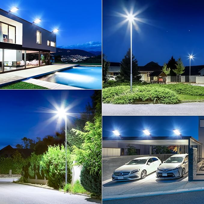 2-Pack Solar Lights Outdoor, Solar LED Security Lights, IP66 Waterproof Outdoor Flood Lights with Motion Sensor & Remote, 6500K Dusk to Dawn Solar Lights for Yard, Garage, Porch, Street